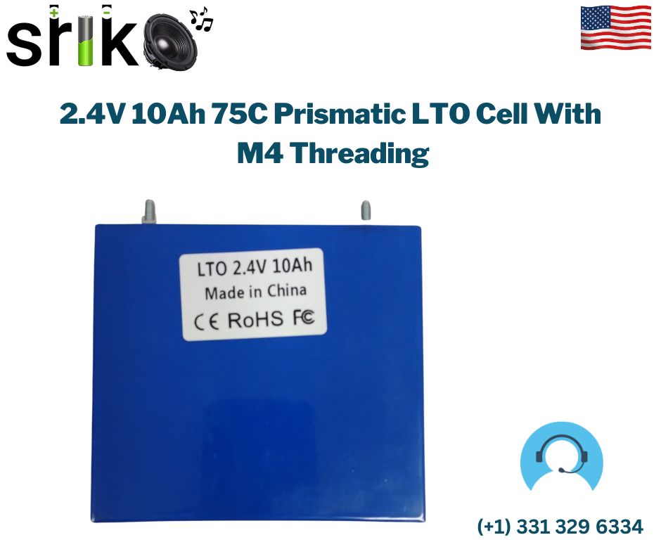 2.4V 10Ah 75C Prismatic LTO Cell With M4 Threading