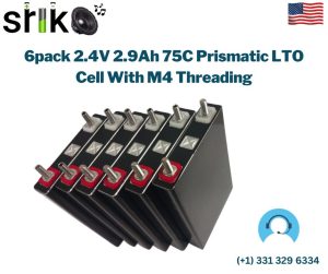 6pack 2.4V 2.9Ah 75C Prismatic LTO Cell With M4 Threading