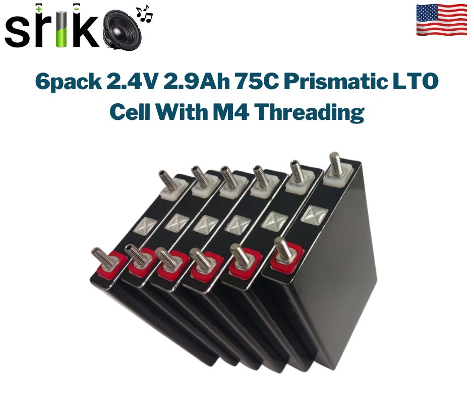 6pack 2.4V 2.9Ah 75C Prismatic LTO Cell With M4 Threading