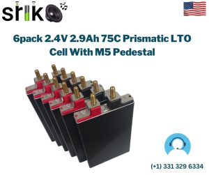 6pack 2.4V 2.9Ah 75C Prismatic LTO Cell With M5 Pedestal