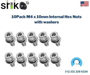 10Pack M4 x 10mm Internal Hex Nuts with washers