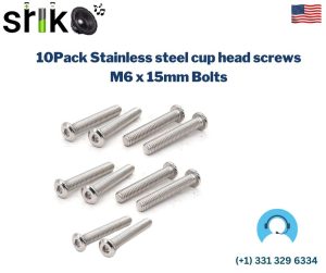 10Pack Stainless steel cup head screws M6 x 15mm Bolts