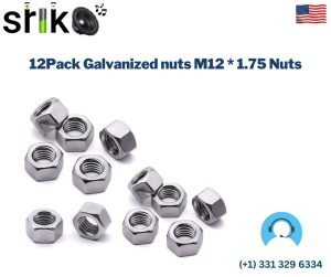 12Pack Galvanized nuts M12 * 1.75 Nuts