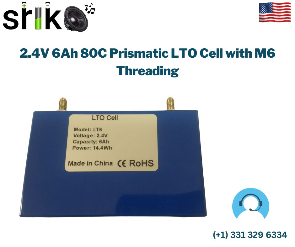 2.4V 6Ah 80C Prismatic LTO Cell with M6 Threading