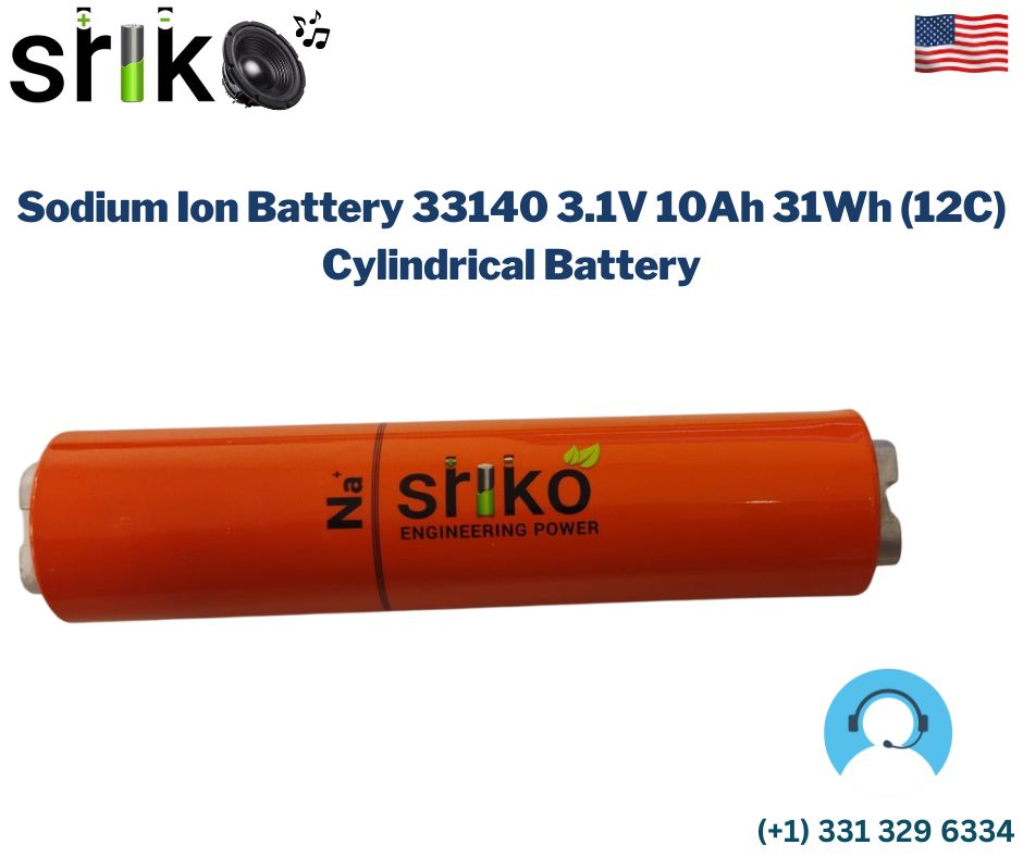 Sodium Ion Battery 33140 3.1V 10Ah 31Wh (12C) Cylindrical Battery