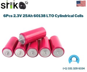 6Pcs 2.3V 25Ah 60138 LTO Cylindrical Cells
